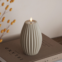 Led kaars 10 x 15 cm | Stripe | Zand | 3D vlam | Deluxe HomeArt LDH00591
