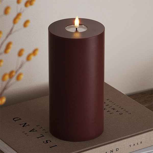 Led kaars 10 x 20  cm | Bourgogne Rood | 3D vlam | Deluxe HomeArt LDH00181 - 1