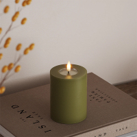 Led kaars 7,5 x 10 cm | Olive Green | 3D vlam | Deluxe HomeArt LDH00091