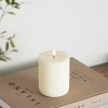 Led kaars 7,5 x 10 cm | Solid Stripe | Creme | 3D vlam | Deluxe HomeArt LDH00599 - 2