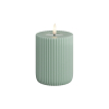 Led kaars 7,5 x 10 cm | Solid Stripe | Salvie groen | 3D vlam | Deluxe HomeArt