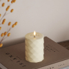 Led kaars 7,5 x 10 cm | Square | Creme | 3D vlam | Deluxe HomeArt LDH00611 - 1