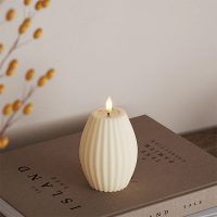 Led kaars 7,5 x 10 cm | Stripe | Creme | 3D vlam | Deluxe HomeArt LDH00586