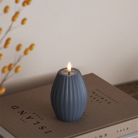 Led kaars 7,5 x 10 cm | Stripe | Ijs blauw | 3D vlam | Deluxe HomeArt LDH00594