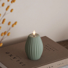 Led kaars 7,5 x 10 cm | Stripe | Salvie groen | 3D vlam | Deluxe HomeArt LDH00592 - 1