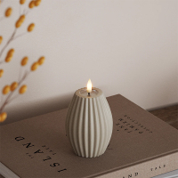 Led kaars 7,5 x 10 cm | Stripe | Zand | 3D vlam | Deluxe HomeArt LDH00590
