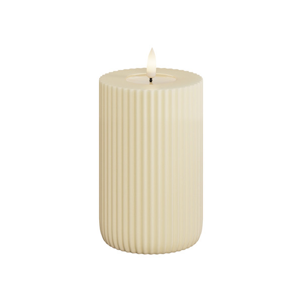 Deluxe HomeArt Led kaars 7,5 x 12.5 cm | Solid Stripe | Creme | 3D vlam | Deluxe HomeArt  LDH00600 - 1