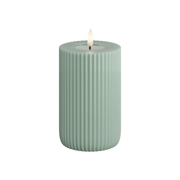 Deluxe HomeArt Led kaars 7,5 x 12.5 cm | Solid Stripe | Salvie groen | 3D vlam | Deluxe HomeArt  LDH00606 - 1