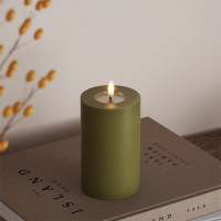 Led kaars 7,5 x 12,5 cm | Olive Green | 3D vlam | Deluxe HomeArt LDH00092