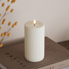 Led kaars 7,5 x 15 cm | Solid Stripe| Wit | 3D vlam | Deluxe HomeArt LDH00598 - 1