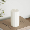 Led kaars 7,5 x 15 cm | Solid Stripe| Wit | 3D vlam | Deluxe HomeArt LDH00598 - 2