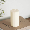 Led kaars 7,5 x 15 cm | Solid Stripe | Creme | 3D vlam | Deluxe HomeArt LDH00601 - 2