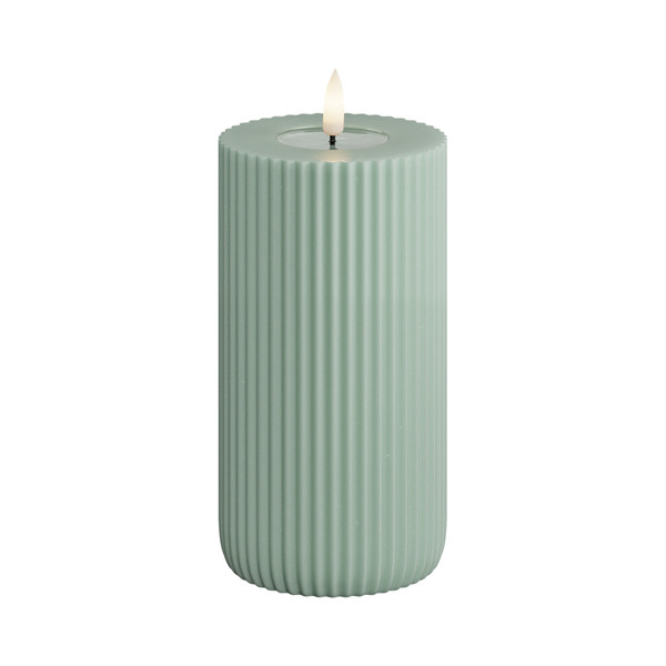 Deluxe HomeArt Led kaars 7,5 x 15 cm | Solid Stripe | Salvie groen | 3D vlam | Deluxe HomeArt  LDH00607 - 1