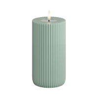 Deluxe HomeArt Led kaars 7,5 x 15 cm | Solid Stripe | Salvie groen | 3D vlam | Deluxe HomeArt  LDH00607