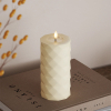 Led kaars 7,5 x 15 cm | Square | Creme | 3D vlam | Deluxe HomeArt LDH00613 - 1