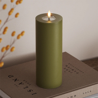 Led kaars 7,5 x 20  cm | Olive Green | 3D vlam | Deluxe HomeArt LDH00094