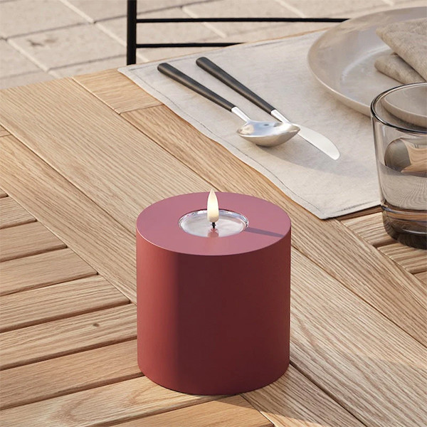 Led kaars voor buiten 10 x 10 cm | Bordeaux | 3D vlam | Deluxe HomeArt LDH00413 - 1