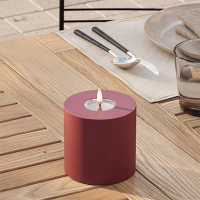 Led kaars voor buiten 10 x 10 cm | Bordeaux | 3D vlam | Deluxe HomeArt LDH00413