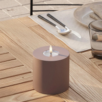 Led kaars voor buiten 10 x 10 cm | Caramel | 3D vlam | Deluxe HomeArt LDH00446