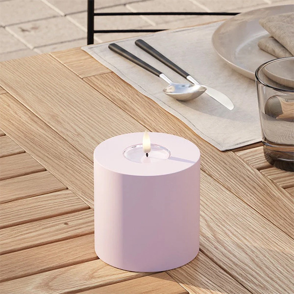 Led kaars voor buiten 10 x 10 cm | Dust red | 3D vlam | Deluxe HomeArt LDH00429 - 1
