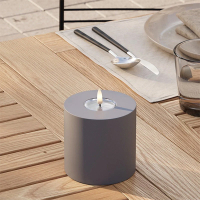 Led kaars voor buiten 10 x 10 cm | Grijs | 3D vlam | Deluxe HomeArt LDH00423