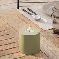 Led kaars voor buiten 10 x 10 cm | Olive Green | 3D vlam | Deluxe HomeArt LDH00460