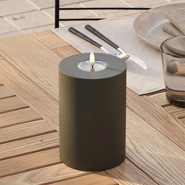 Led kaars voor buiten 10 x 15 cm | Dark Green | 3D vlam | Deluxe HomeArt LDH00421 - 1