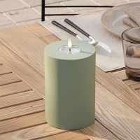 Led kaars voor buiten 10 x 15 cm | Dust green | 3D vlam | Deluxe HomeArt LDH00427