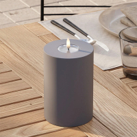 Led kaars voor buiten 10 x 15 cm | Grijs | 3D vlam | Deluxe HomeArt LDH00424