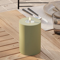 Led kaars voor buiten 10 x 15 cm | Olive Green | 3D vlam | Deluxe HomeArt LDH00461