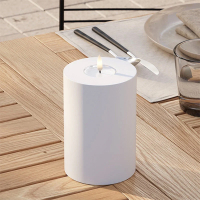 Led kaars voor buiten 10 x 15 cm | Wit | 3D vlam | Deluxe HomeArt LDH00384