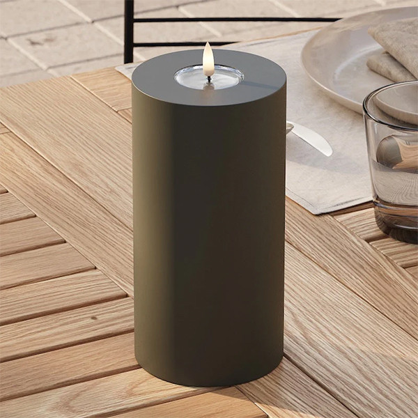 Led kaars voor buiten 10 x 20 cm | Dark Green | 3D vlam | Deluxe HomeArt LDH00422 - 1