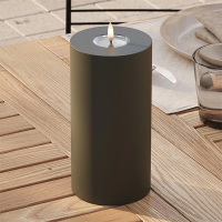 Led kaars voor buiten 10 x 20 cm | Dark Green | 3D vlam | Deluxe HomeArt LDH00422