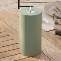 Led kaars voor buiten 10 x 20 cm | Dust green | 3D vlam | Deluxe HomeArt LDH00428