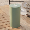 Led kaars voor buiten 10 x 20 cm | Dust green | 3D vlam | Deluxe HomeArt