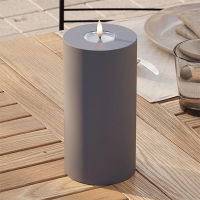 Led kaars voor buiten 10 x 20 cm | Grijs | 3D vlam | Deluxe HomeArt LDH00425