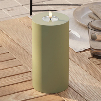 Led kaars voor buiten 10 x 20 cm | Olive Green | 3D vlam | Deluxe HomeArt LDH00462