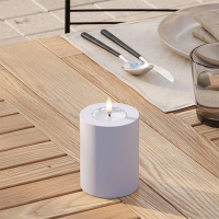Led kaars voor buiten 7,5 x 10 cm | Dust blue | 3D vlam | Deluxe HomeArt LDH00390
