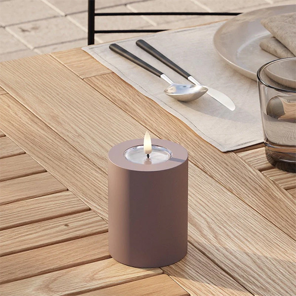 Led kaars voor buiten 7,5 x 10 cm | Mokka | 3D vlam | Deluxe HomeArt LDH00449 - 1
