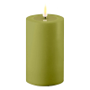 Led kaars voor buiten 7,5 x 12,5 cm | Olive Green | 3D vlam | Deluxe HomeArt