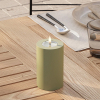 Led kaars voor buiten 7,5 x 12,5 cm | Olive Green | 3D vlam | Deluxe HomeArt