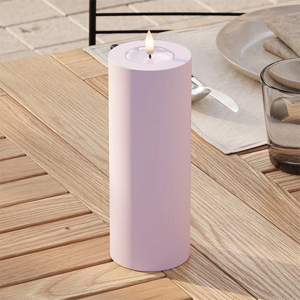 Led kaars voor buiten 7,5 x 20 cm | Dust red | 3D vlam | Deluxe HomeArt LDH00397 - 1