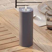 Led kaars voor buiten 7,5 x 20 cm | Grijs | 3D vlam | Deluxe HomeArt LDH00389