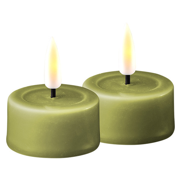 Deluxe HomeArt Led waxinelicht 4,1 x 4,5 cm | Olive Green | 3D vlam | 2 stuks | Deluxe HomeArt  LDH00098 - 1
