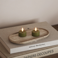 Led waxinelicht 4,1 x 4,5 cm | Olive Green | 3D vlam | 2 stuks | Deluxe HomeArt LDH00098