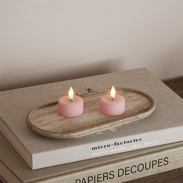 Led waxinelicht 4,1 x 4,5 cm | Roze | 3D vlam | 2 stuks | Deluxe HomeArt LDH00154 - 1