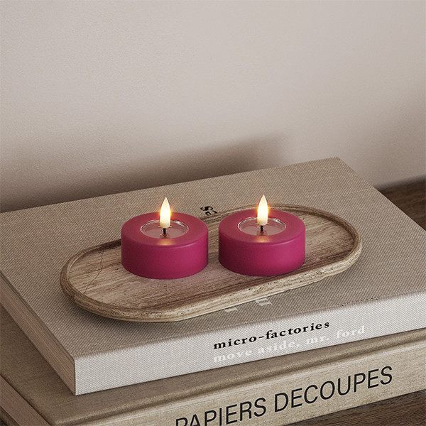Led waxinelicht 6,1 x 4,5 cm | Magenta | 3D vlam | 2 stuks | Deluxe HomeArt LDH00492 - 1