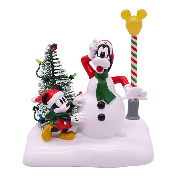 Kerstdorp tafereel Sneeuwman Mickey & Goofy | Multicolor | Disney LDI00079 - 1