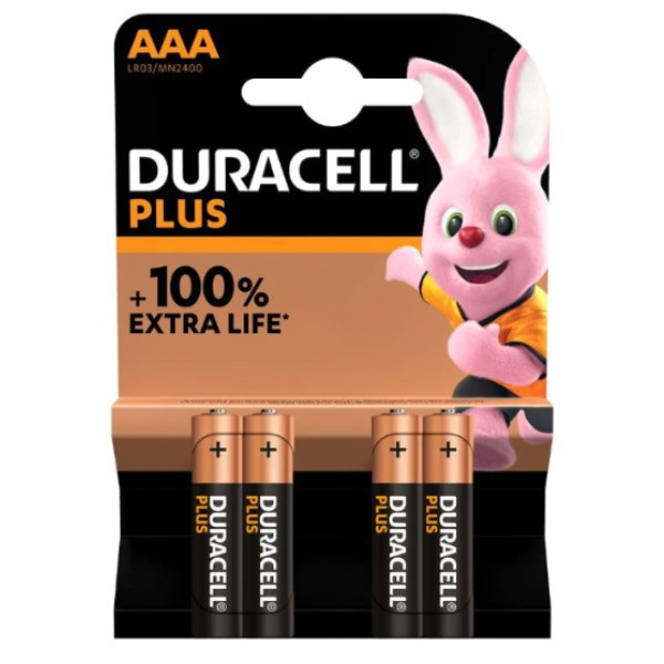 Duracell Plus 100% Extra Life AAA / MN2400 / LR03 Alkaline Batterij 4 stuks  204500 - 1