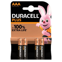 Duracell Plus 100% Extra Life AAA / MN2400 / LR03 Alkaline Batterij 4 stuks  204500